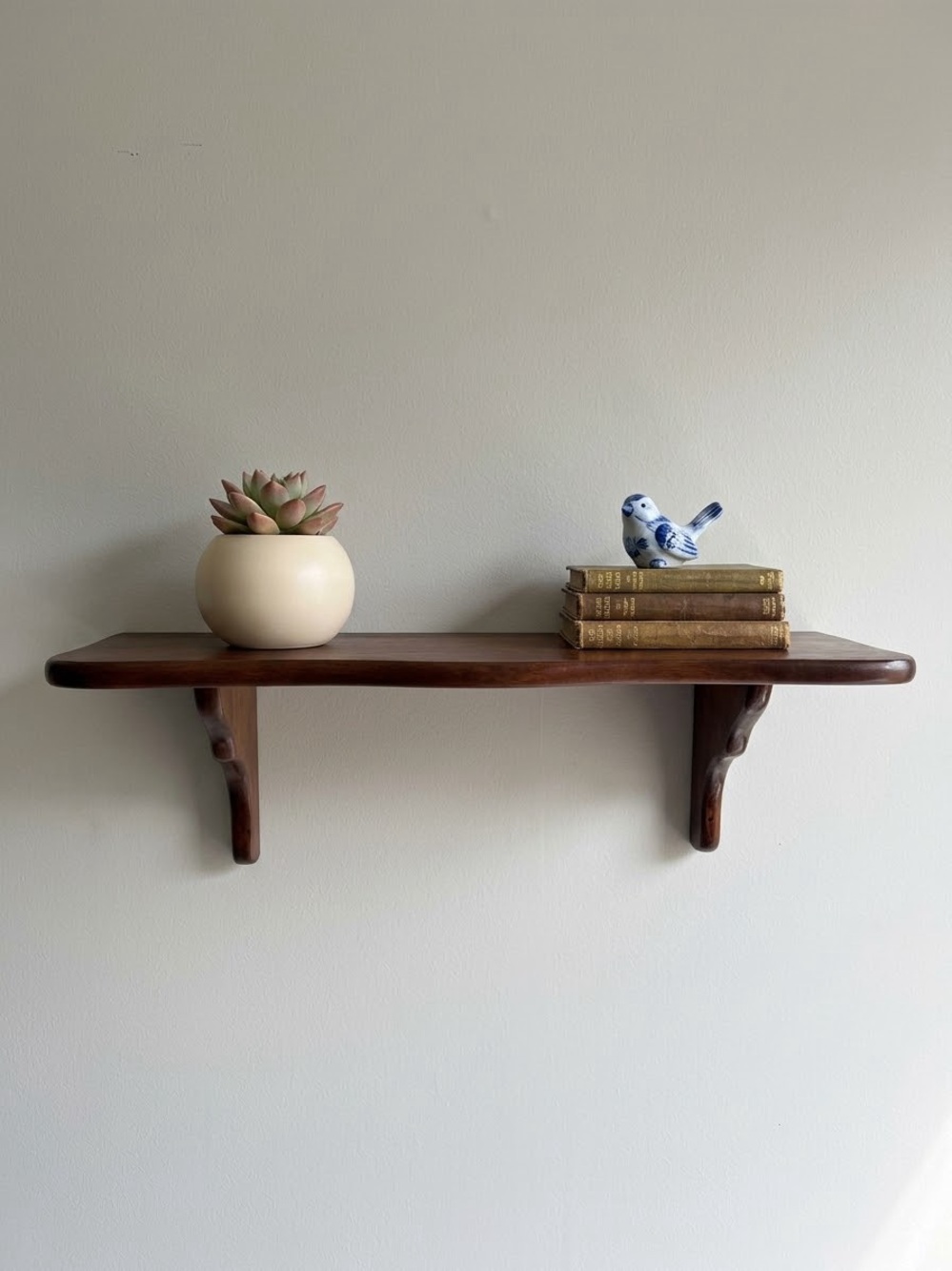 Beautiful Vintage scalloped Dark Wood Wall Shelf